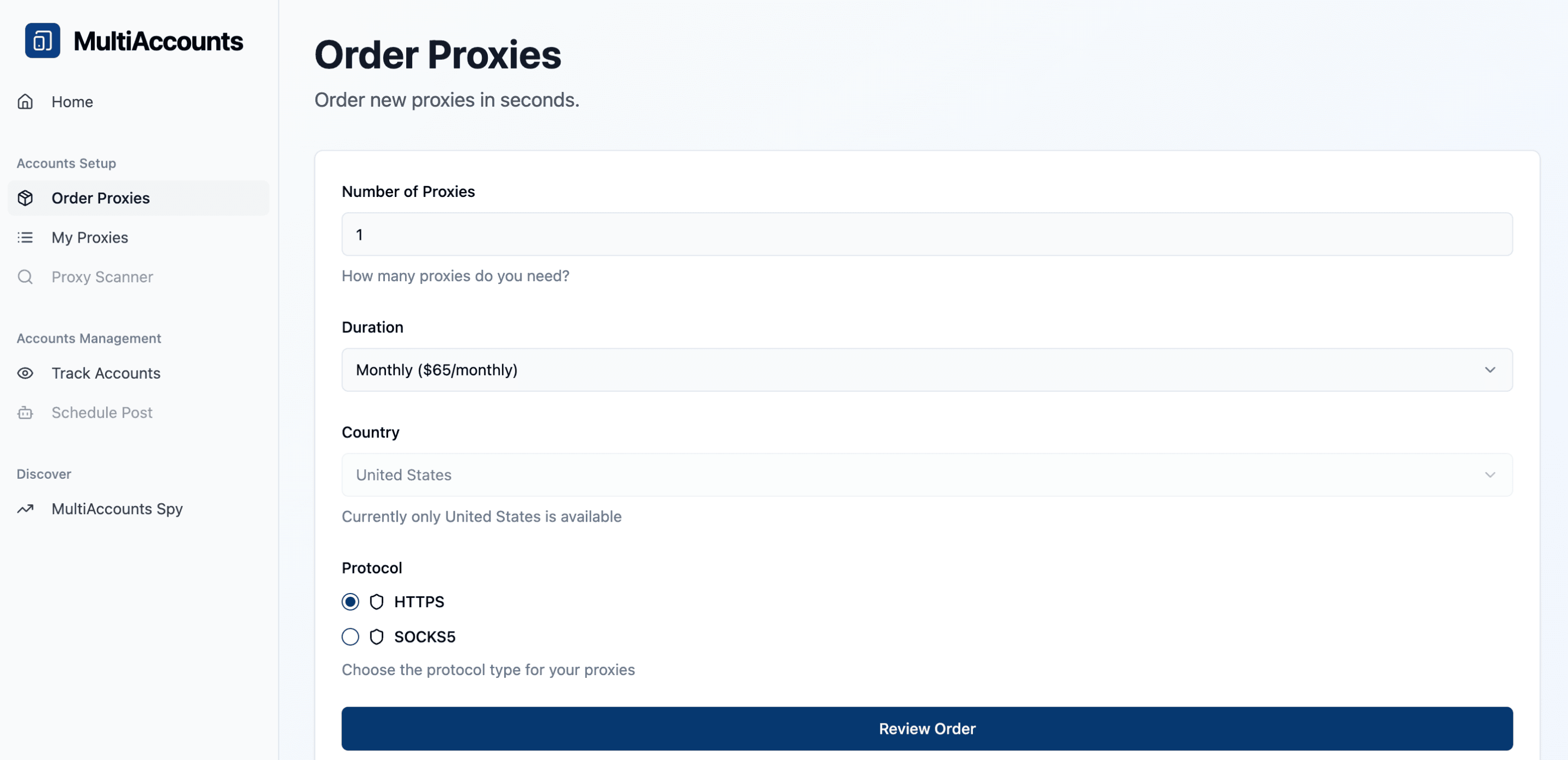 MultiAccounts Dashboard